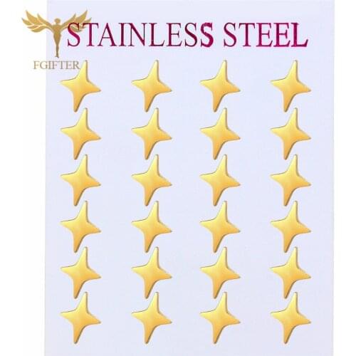 12 pairs/set Wholesale Gold Star Earrings for Girls Women Stainless Steel Jewelry Drop Shipping SSE155-12