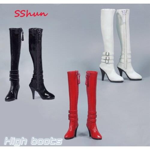 ZYTOYS ZY1008 1/6 Scale Female ratio high-tube zipper women leather boots three-color doll leather boots For 12'' Action Figure