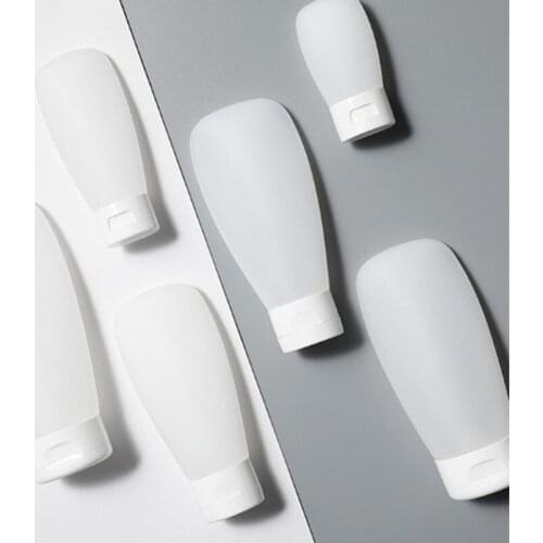 1pc Portable Flexible Easy To Squeeze Silicone Travel Bottle Facial Bath Bottle Container Leak-proof Transparent Frosted 6 Sizes