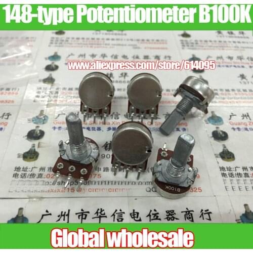 10pcs 148-type Single Potentiometer B100K / Handle length 20MMF / white shell with step 41C