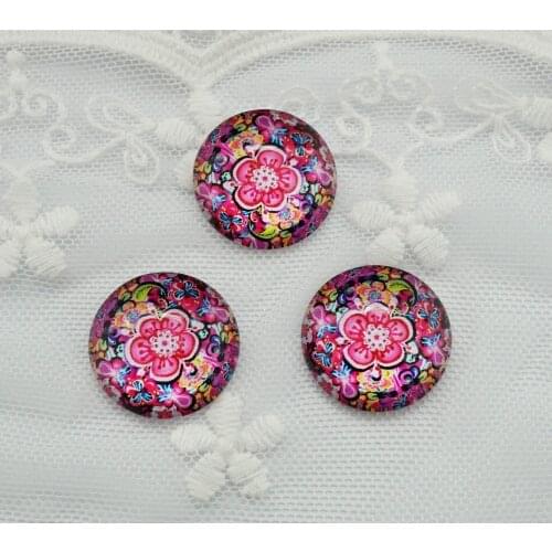10PCS/lot Round 20MM Flower Glass Cabochon for make bracelet necklace Jewelry for women 2019 earring pins brooch craft supply