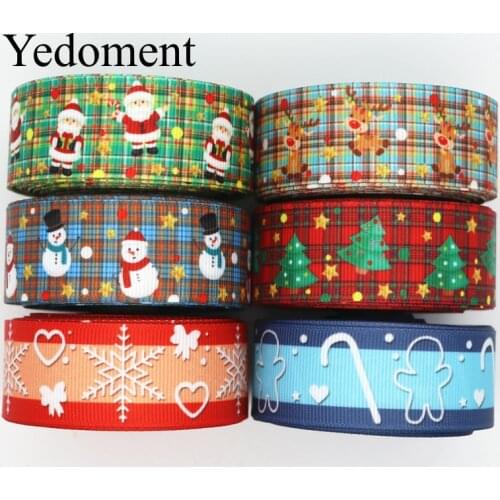 10 Yards 1'' 25MM Christmas Printed Grosgrain Ribbons For Hair Bows DIY Handmade Materials Y19103001