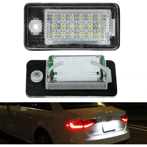 2 Pcs Diamond White LED License Plate Lights For Audi Q7 A6 C6 A4 S4 B6 B7 RS4 A3 S3 8P A8 S8 A5 8F Car Rear number Plate Lamp