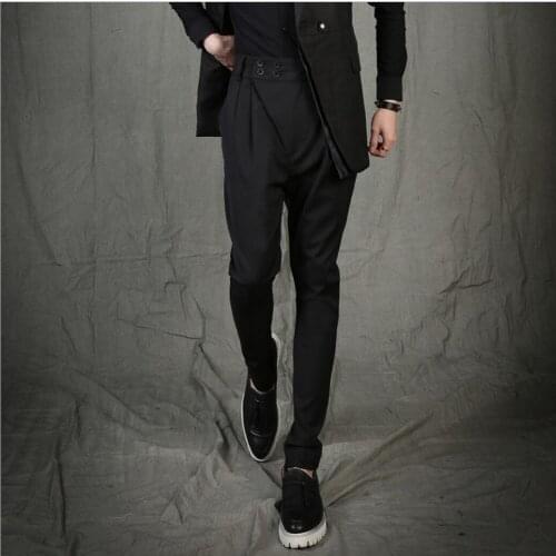 27-44 2020 Spring Korean Men Casual Harem Pants Large Size Feet Trousers Pants Boot Cut Hairstylist Ds Singer Costumes Clothing