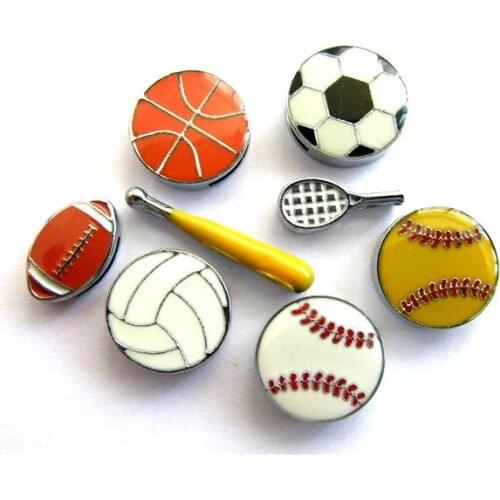 8PCS 8mm Sports Ball Football Rugby Slide Charms Slide Beads DIY Accessories For 8mm Bracelets For Wristbands Straps Pet Collar