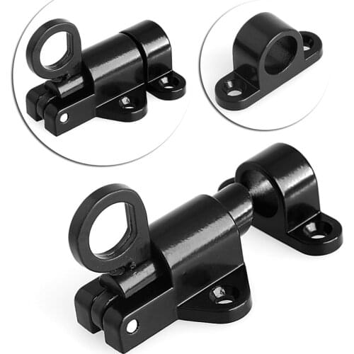 Aluminum Door Latch Lock Window Gate Security Pull Ring Spring Bounce Door Bolt Safety Latch Hasp Sliding Lock Black