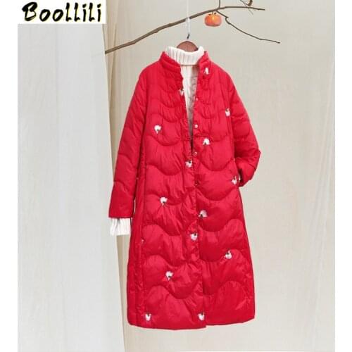 Boollili Winter Coat Women White Duck Down Jacket Women Clothes 2020 Vintage Embroidery Puffer Jacket Women Warm Parka