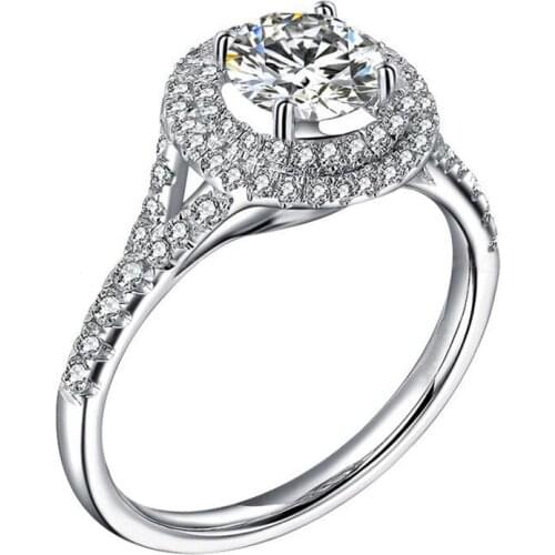 Brilliant Forever 1Ct Engagement Ring 925 Sterling Silver Ring White Gold Color Dramatic Stunning Jewelry
