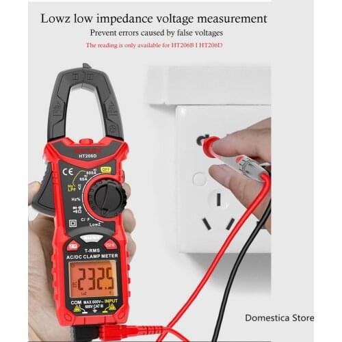 AC/DC Voltage Detector Sensor Tester LED Light Mini Digital Clamp Meter Used To Measure Voltage AC And Current Resistance HT206