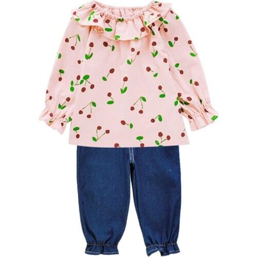 Baby Girl Suit 2021 Summer Autumn New Girl Sweet Long Sleeve Top + Jeans Two Pce 1 2 3 4 Years Old Children Clothes Clothing Set