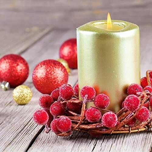 40Pcs Christmas Tree Decoration Artificial Flower Mini Christmas Frosted Artificial Berry Bright Red Holly Berry Double Head
