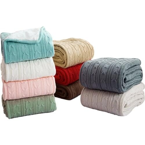 Europe Style Soft Throw Yarn Knitted Blanket Solid Portable Reversible Sofa Bed Plane Chair Couch Blanket Imitated Wool Blanket