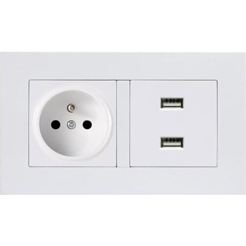French Standard USB Socket 146 Type Wall Concealed Usb Outlet Wall Electrical Socket PC Panel 16A 110-250V