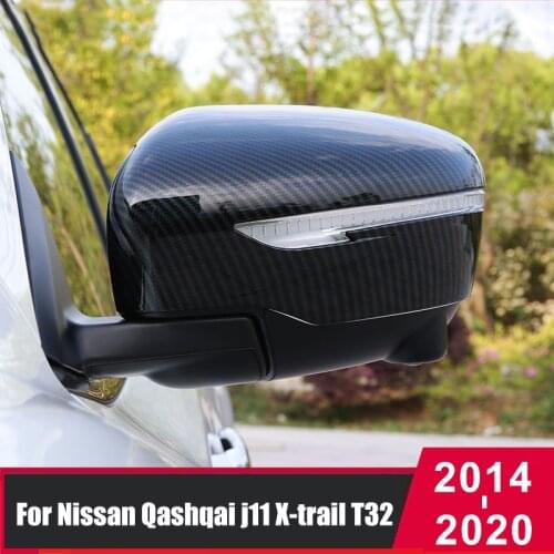 ABS Car Auto Carbon Fiber Side Rearview Mirror Cap Cover Trim For Nissan Qashqai J11 X-trail X trail t32 2014-2020 Accessories