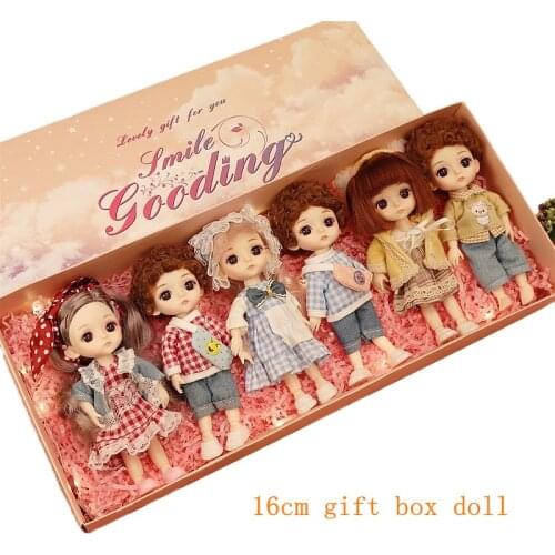 New 16CM BJD Doll 13 Movable Jointed Girl Boy Toys With Gift Box Fashion Cute Make-up Toy BJD Beauty Doll For Birthday Gifts Set