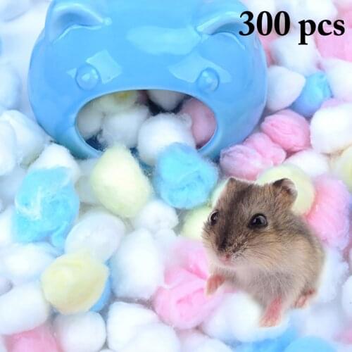 300PCS Cotton Ball Warm Nesting Material Colorful Winter Keep Warm Cotton Cute Ball Hamster Cage Accessories for Winter