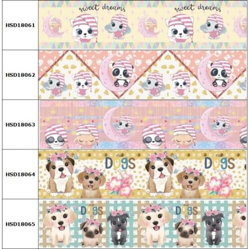 HSDCraft 25mm 38mm 75 mm Cute Dog for Kids Ribbon Party Decoration 10 Yard DIY Bow Bag Material Handmade.C18061