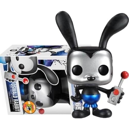 FUNKO POP Cartoon Cute Figuras Exclusive Metallic#65 Oswald Rabbit Action Figure Toys Decoration Model Dolls Kids Gifts POP Toys