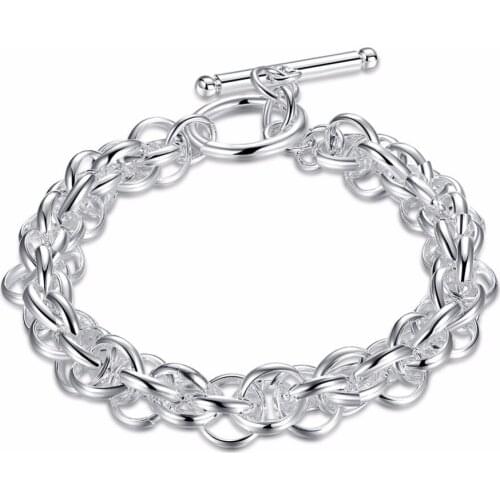 Free Shipping Hot Deals Standard Sterling Silver Bracelets Fashion Round Silver Chain Bracelets TO Locks Mens Birthday Gift