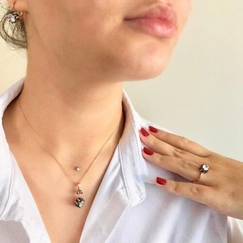 White Stone Showy 925 Silver Set