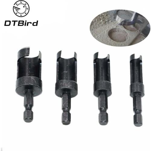 4Pcs Hex Shank Carbon Steel Round Drill Bit Wood Woodworking Plug Cutter Cutting Tool Set 6/10/13/16mm