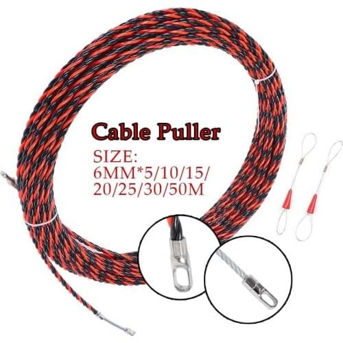 Nylon Electric Cable Push Pullers Tape Wire 5-50M 6mm Cable Puller Fiberglass Electric Cable Wire Puller Electrical Tool
