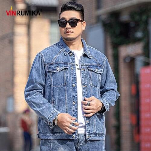 Super Large Size M-7XL New 2020 Autumn Spring Mens Fashion Casual Style Cowboy Jacket Coat Man Denim Cotton Light Blue Coats