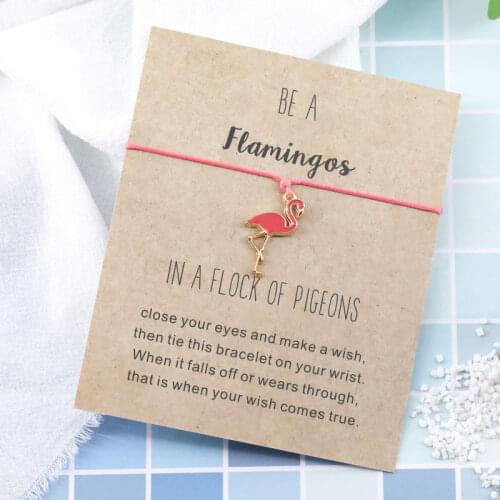 New Flamingo Charm Bracelets Red Rope Chain Flamingo Pendant Wish Bracelet for Women Men Best Friends Jewelry Christmas Gift