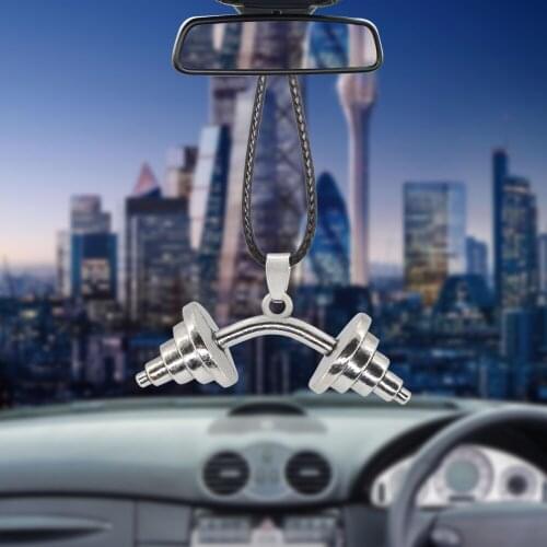 Charm Rearview Mirror Dumbbell Barbell Car Pendant for Men Women Sport Fashion Ornaments Automobiles Interior Cars Accessories