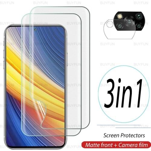 3in1 Matte Front Hydrogel Film For Xiaomi Poco X3 Pro screen protector for poco x3 pro nfc m3 Camera safety protection glass