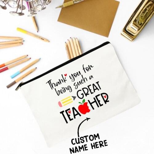 Personalized Teacher Bag Teacher Coin Bags Custom Teacher Name Teachers Cosmetic Toiletries Organizer Thank You Teacher Gift