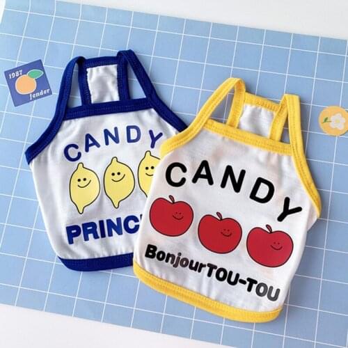 Pet Shirt Cartoon Letters Print Dog T-Shirt Clothes for Small Dogs Puppy Cats Spring Summer Breathable Vest Costume