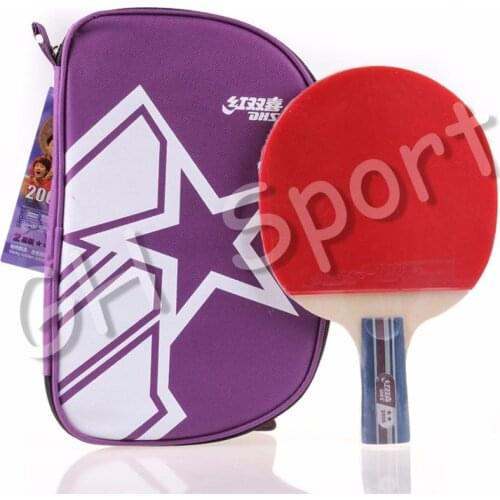 DHS 2-Star Table Tennis Racket with Rubber (PF4-1, pips-in) + Bag Case Set Ping Pong Bat