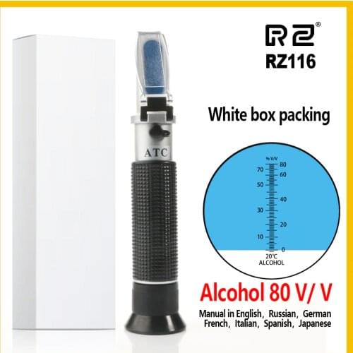 RZ Refractometer Alcohol Alcoholometer meter 0~80% V/V ATC Handheld Tool RZ116 Spirits tester Alcoholometer Refractometer