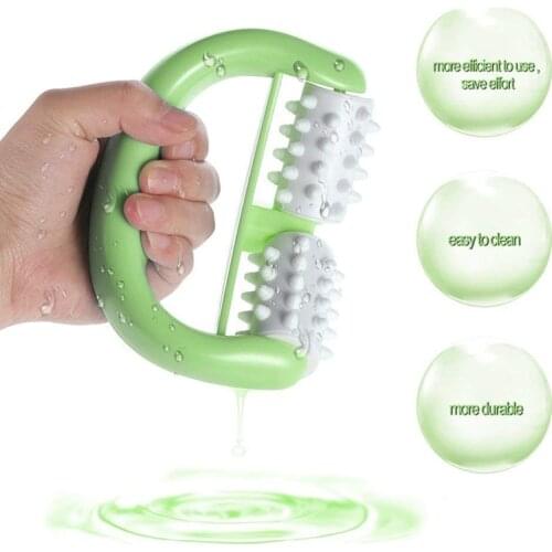 Roller massager thigh small leg muscle relaxation massager hand held double wheel roller type