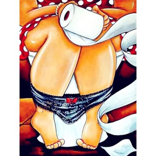 SHANSHIYOUPIN Diamond Embroidery Fat Toilet Woman Round,Full,Rhinestone Pictures,Diamond Mosaic,Diamond Painting Toilet Woman