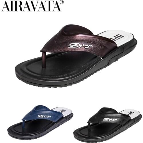 Airavata Mens Flip Flops Slippers Summer Beach Flat Casual Outdoor Home Indoor Slippers Light Fashion Anti-Slip Slippers