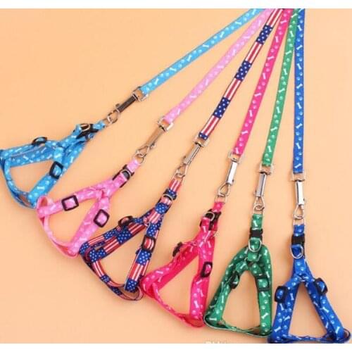 1.0*120cm Dog Harness Leashes Nylon Printed Adjustable Pet Dog Collar Puppy Cat Animals Accessories