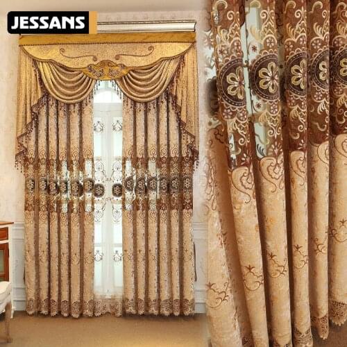European Style Light Luxury Noble Water Soluble Hollow Embroidery Curtains for Living Room Bedroom Window Curtain Valance Custom