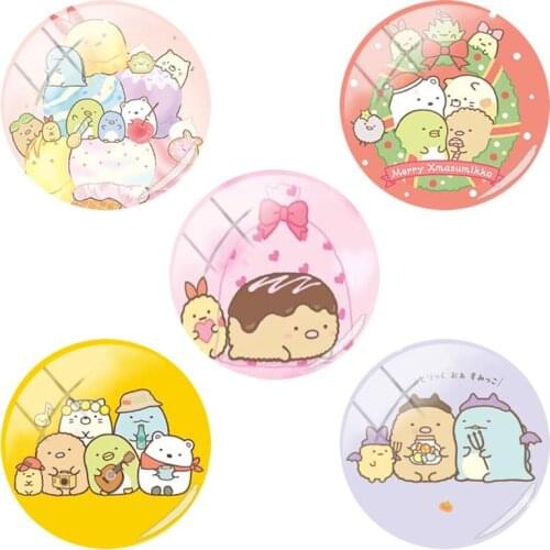 TAFREE Japanese cartoon corner creature 12/15/16/18/20/25/30/35/40 mm Glass Cabochon Dome Picture for DIY Keychain Charms JL62