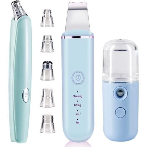 Ultrasonic Skin Scrubber Facial Peeling Pore Cleaner Exfoliator Face Blackhead Remover Spa Nano Sparyer Steamer skin care