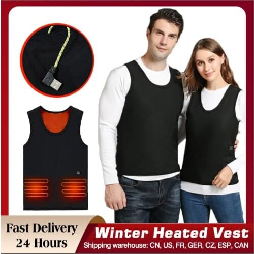 Smart Electric Heated Vest Warm Adjustable Temperature Levels Abdomen Back Heating Vest For Outdoor Hiking Cycling Cold Weather