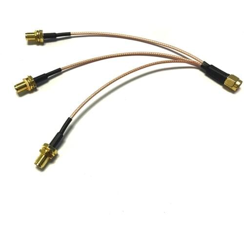 SMA male plug to 3X SMA female jack nut 1 in 3 Splitter Combiner Pigtail cable RG178 15CM 6" for wifi router antenna NEW