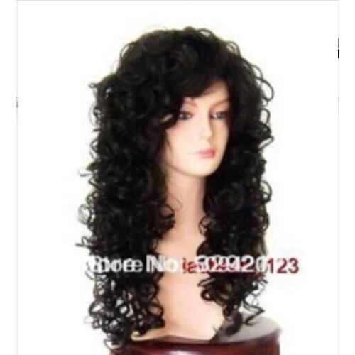 Zhaoxia++03471@Q8@* ++++24" Long Black Curly Cosplay Wig