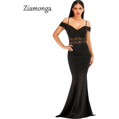 Ziamonga Black Red Blue Bride Party Women Dress Elegant Slim Mermaid Dress Fashion Runway Style Wedding Long Luxury Robe Vestido