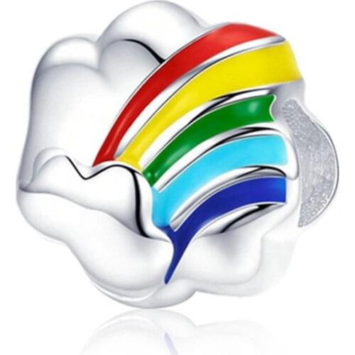 1Pcs New Cute Rainbow Clouds Pendant DIY Beads Suitable for Original Pandora Charm Bracelet Ladies Jewelry Making Gifts