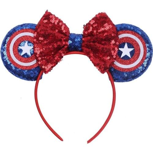 10pcs/lot 4th of July Headband American Flag Sequin Hair Bow hoops Childrens party hair accessories 6 COLORS