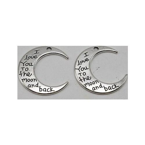 10 Tibet Silver Colour Tone I Love You to Moon Charms Pendants 28X30mm Craft Jewelry