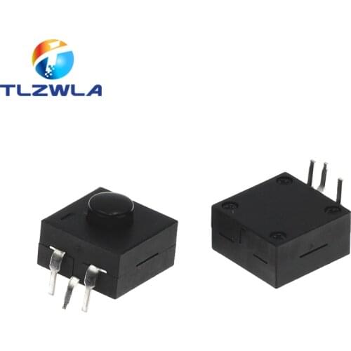 100PCS DC 30V 1A 3Pin Black Mini Push Button Switch for Electric Torch 3P Curved 2 On 1 Off Flashlight Switchs