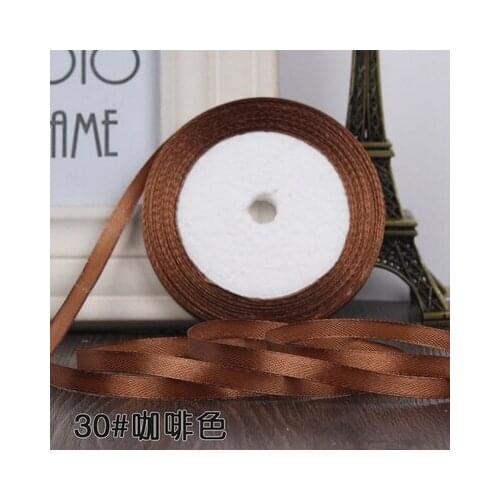 25 yards/roll (0.6cm)Coffee Single Face Satin Ribbon Gift Packing Christmas Ribbons Wedding Party Decorative Crafts Ribbons 22M